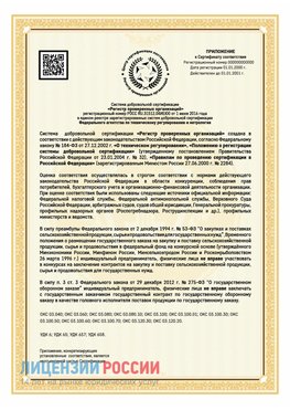 Приложение к сертификату для ИП Арсеньев Сертификат СТО 03.080.02033720.1-2020
